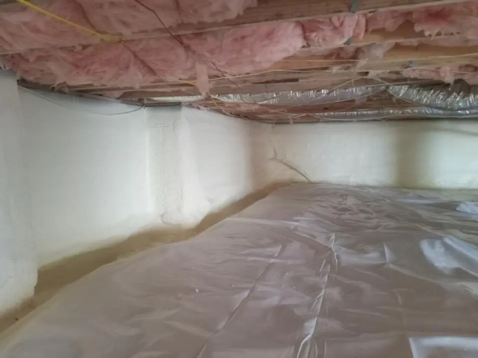 Crawl space encapsulation with closed-cell spray foam for Roof Leak Repair in Weston